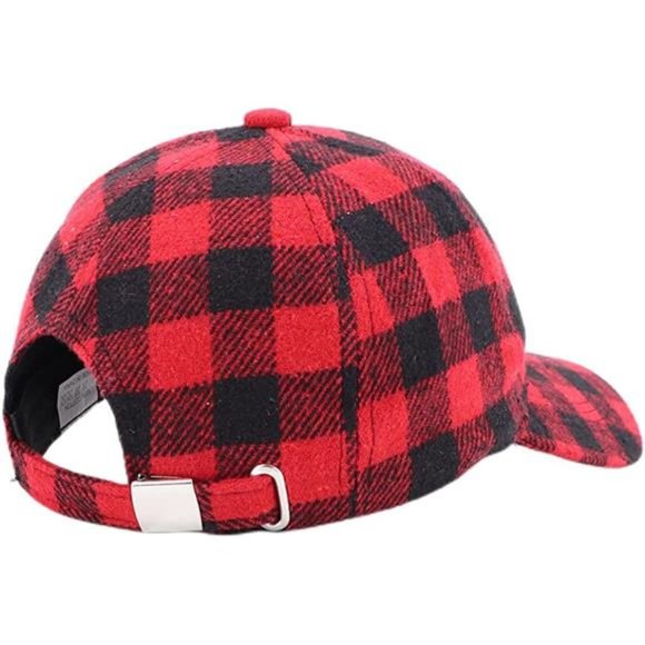 Women Men Buffalo Checked Baseball Caps Red Black Plaid Adjustable Christmas Hat main image 7